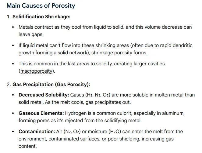 Main Causes of Porosity In Casting