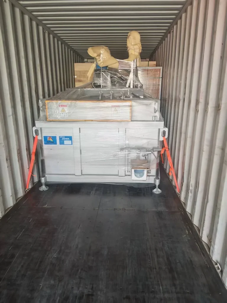 Securely palletized Degassing Units and Filtering Units ready for international export