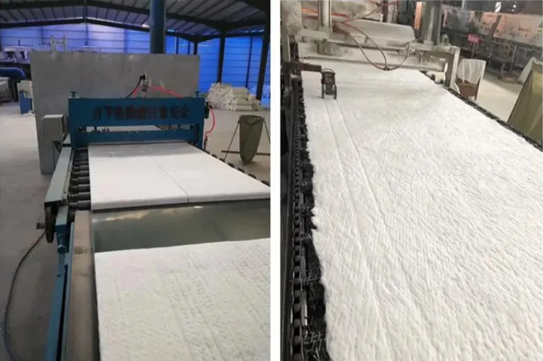 Ceramic fiber blanket manufacturing process for high temperature industrial insulation