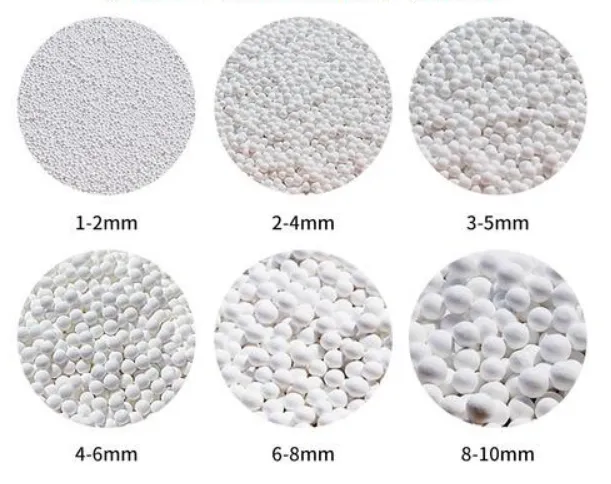 Display of alumina balls of different sizes
