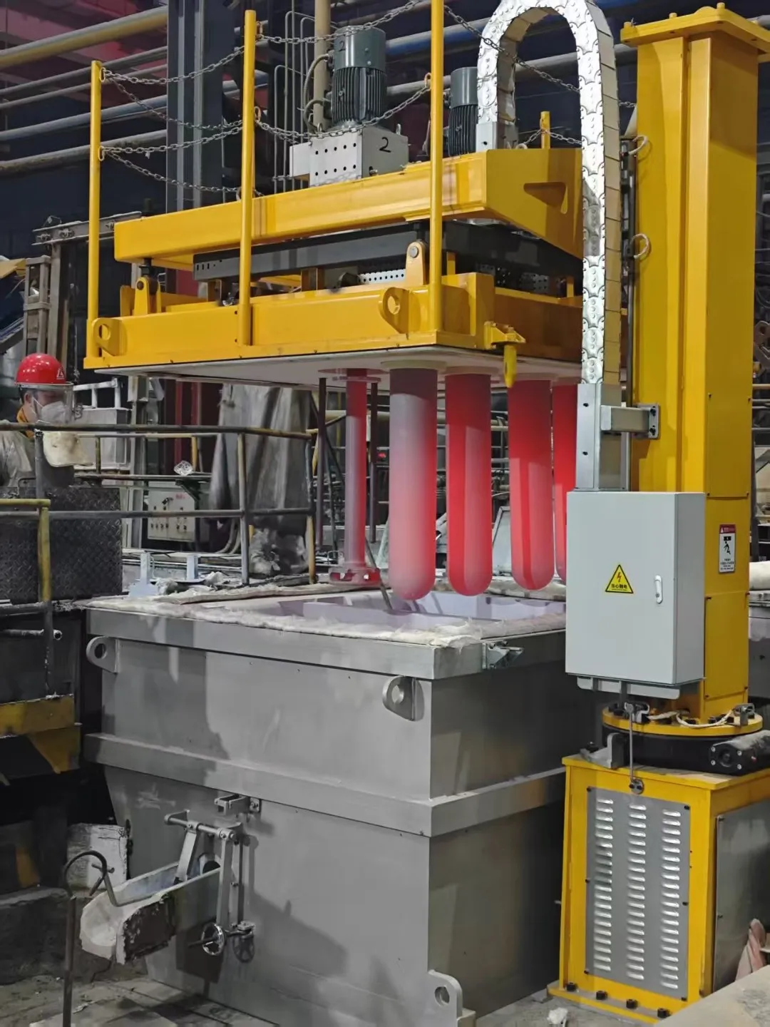 AdTech online degassing equipment installed at an aluminum casting customer’s facility.