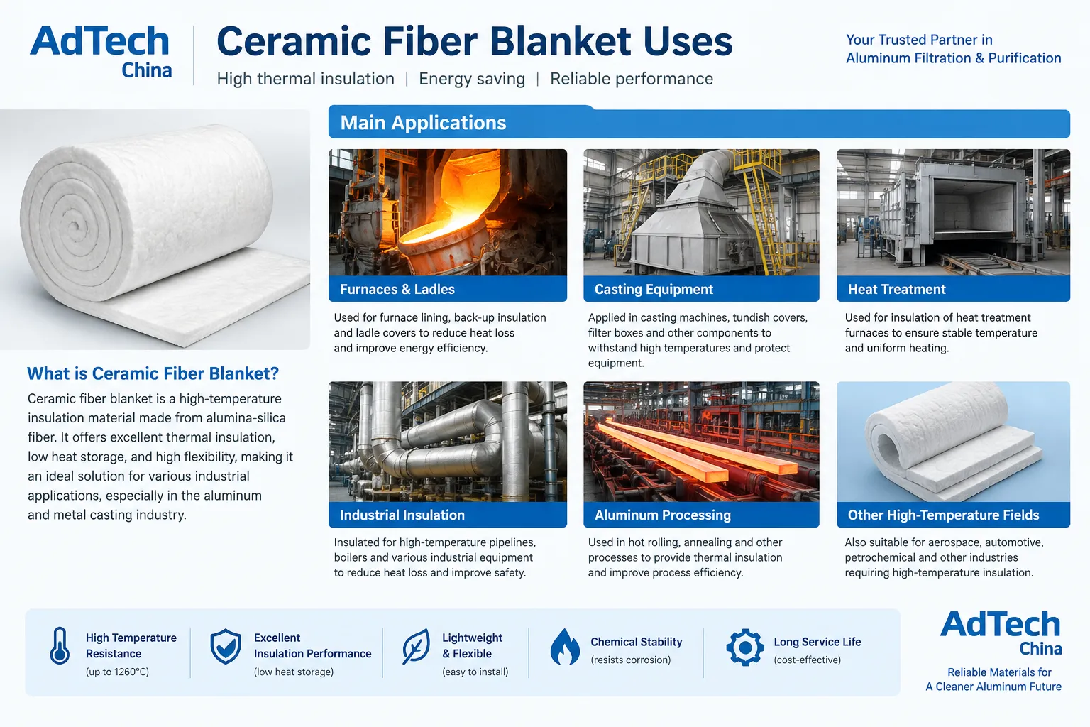 Ceramic Fiber Blanket Uses in Aluminum Casting and Industrial Applications – AdTech China